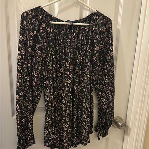 Floral Black Long Sleeve Top